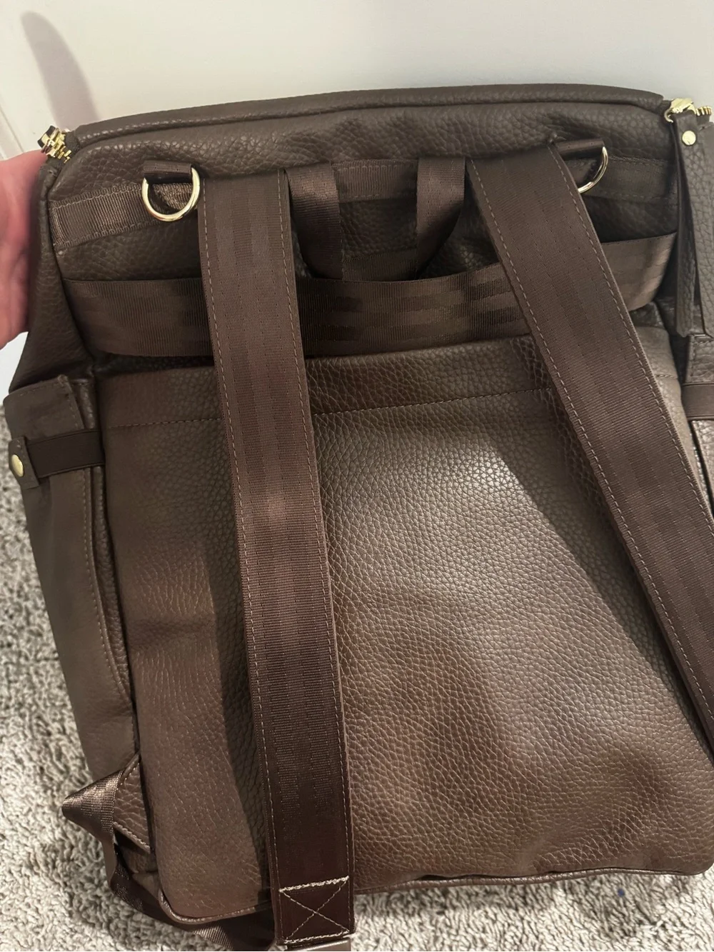 Petunia Pickle Bottom Chocolate Brown Leather Backpack